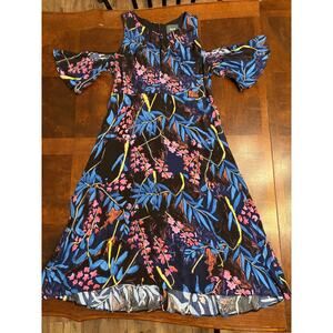 Maeve Anthropologie Size 2 Floral Cold Shoulder Midi Dress Preowned